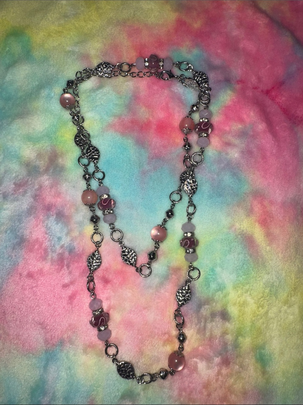 Premier Designs First Blush Pink Beaded Chain Necklace 36-40”